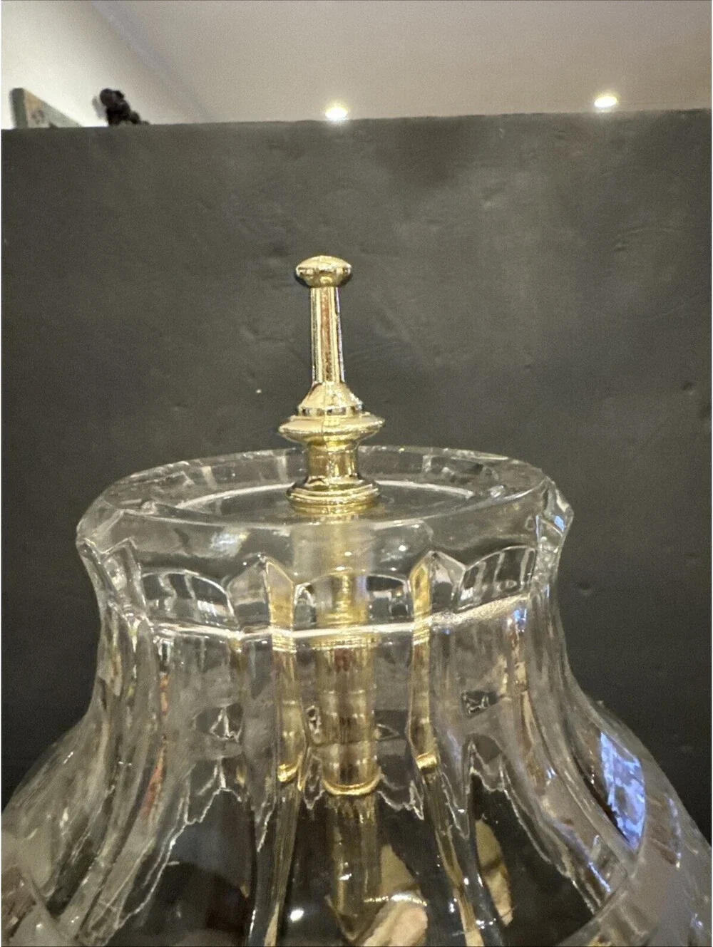 Vintage Crystal Clear Cut Glass Boudoir Parlour Table Lamp Flowers  14